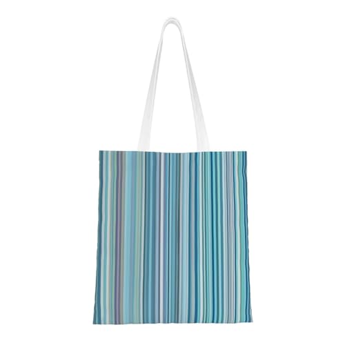 Vertical Stripes Print Polyester Canvas Tote Bag, Shopping Bag With Reinforced Handles, Reusable