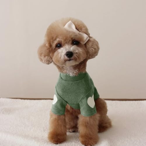 Yaopelky Sweatshirt für kleine Hunde bis mittelgroße Hunde mit Herzaufdruck Warmes Haustier Shirt auch für Katzen Welpen geeignet für Teddy Chihuahua und Schnauzer (Grün, XL)