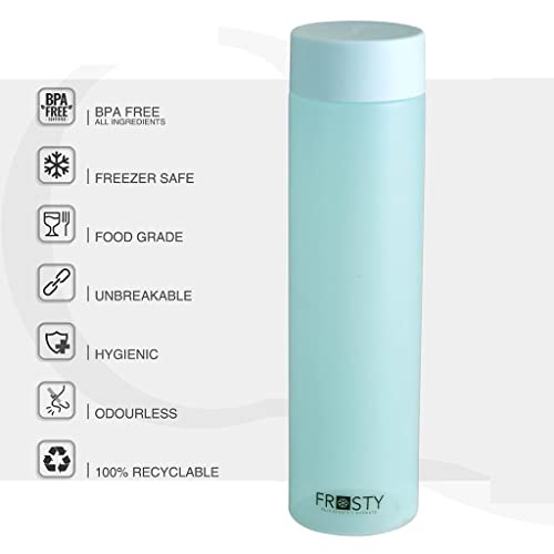 Image of Frosty Unbreakable Round Water Bottle 1 Litre|Set Of 6|Plastic Water Bottle|Office Bottle|Gym Bottle|Home|Kitchen (1.00, Mix, 6, Frosty - R), Multicolor