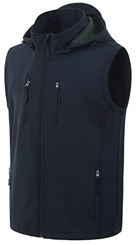 Image of CREATMO US Men's Casual Lightweight Warm Thin Outerwear Vest Windbreaker Sleeveless Jacket With Removable Hood