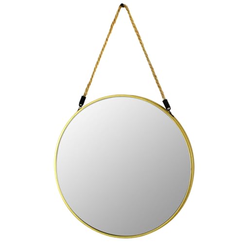 Image of TIED RIBBONS Framed Round Wall Mirror for Bathroom Wall Mounted Hanging Mirror Bedroom Home Decor Wash Basin Makeup Office Living Room Vanity Decoration Items (Large, Plastic, 17 inch)