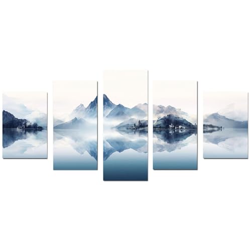 Affiches Toile Décoration Murale Abstrait Gris Blanc Montagne 50x100