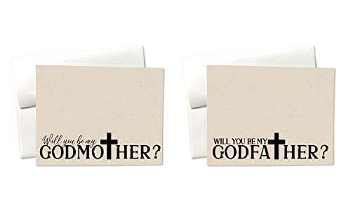 Image of Will you be my Godparents - Godmother - Godfather - Recycled Notecard - Eco Friendly - 2 pack