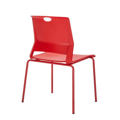 Image of Stackable Chairs Set of 4, Office Waiting Room Chair Plastic Seat, Red Stacking Chairs with Sturdy Metal Legs, Guest Chair for Conference Rooms, Churches, Living Rooms, Classrooms(Red).
