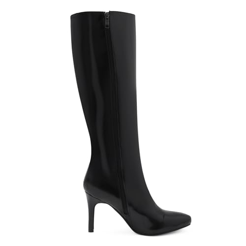 Shoe'N Tale Women's Knee High Boots Pointed Toe Stiletto High Heel Long Boots Side Zipper Tall Boots3