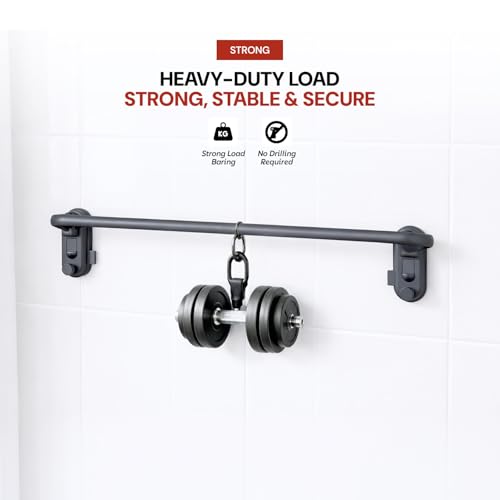 Image of MIORAH Suction Towel Holder for Bathroom - Rust - Free Powder Coated Wall Mounted Towel Rack No Drill Towel Rack Modern Bathroom Accessories Organizer Grey