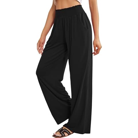 QIANXIZHAN Women's Boho Pants, Wide Leg High Waist Harem Pants Hippie Yoga Clothes with Pockets Cover