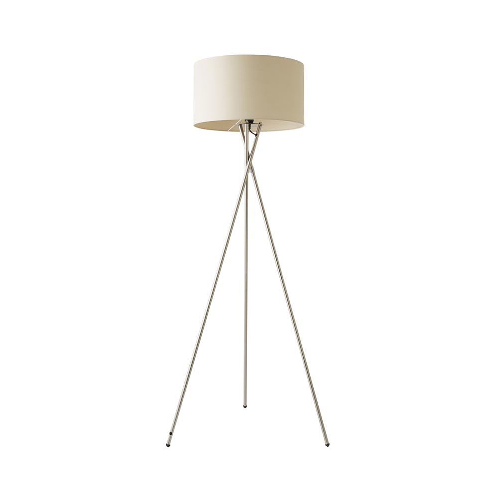 MiniSun | Modern Brushed Chrome Floor Lamp with a Beige Shade | Floor Lamps & Torchieres, Home Décor & Improvement Essential | Includes 6W GLS Bulb [3000K Warm White]