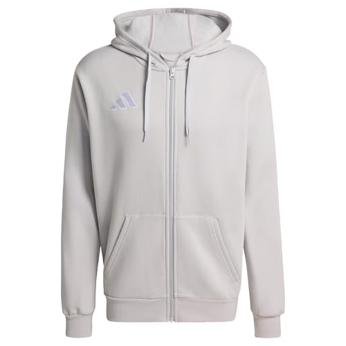 adidas Homme Entrada26 Full Zip Hoodie Sweatshirt, Team Light Grey/White, XL