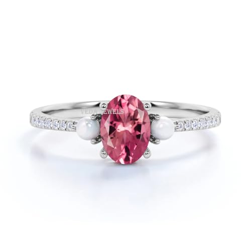 Pearl 1.20 Carat Oval Amethyst and CZ Diamond Shared Prong Engagement Ring in 925 Sterling Silver