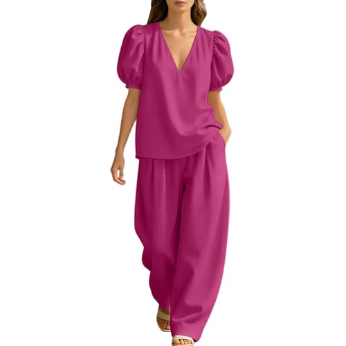 Conjunto de salón de moda transpirable de 2 piezas con pantalón holgado de verano