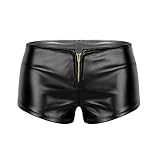 iiniim Booty Pantalones Cortos Cuero para Mujer Cintura Alta Ropa de Danza Baile en Barra Clubwear Traje Pole Dance Bodycon Hot Shorts Negro A L