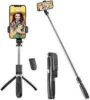 Bastão de Selfie Tripé Bluetooth para Celular com Controle Remoto, Compacto e Dobrável, Rotação 360°, Compatível com Android e iPhone para Fotos, Vídeos e Chamadas