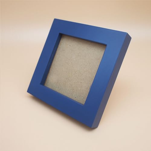 Image of 3x3 Picture Frame Solid Wood,Blue. Table Top or Wall Mount Photo Frames with Plastic Glass for 3x3 Inches Pictures, Modern Home Office Decor