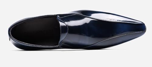 Santimon Men's Patent Leather Slip-On Loafers | Pointed Toe Penny Dress Shoes for Wedding & Business | Shining Casual Loafers with Cushioned Comfort Sole3