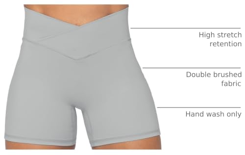 Image of Sunzel Crossover Biker Shorts for Women, No Front Seam V High Waist Yoga Workout Gym Shorts with Tummy Control | 4 Or 6-Inch Inseam, High Waisted, Tummy Control, Crossover Waist, Buttery Soft, No Front Seam, Squat Proof, Compression