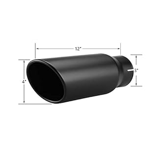 LCGP 3" Inlet Exhaust Black Tip,3" x 4" x 12" Long Clamp on Exhaust Tailpipe Tip for Truck