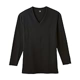 [グンゼ] インナーシャツ YG Cotton 100% シリーズ ダブルホット Vネック9分袖 メンズ (NEW)ブラツク L
