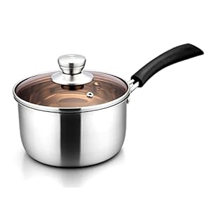 E-Far Edelstahl Milchtopf 2 Quart Glasdeckel