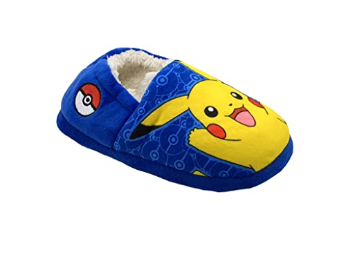 Pokemon Pantuflas Pikachu Charmander para niños, talla 9-3, Blue, 30 EU