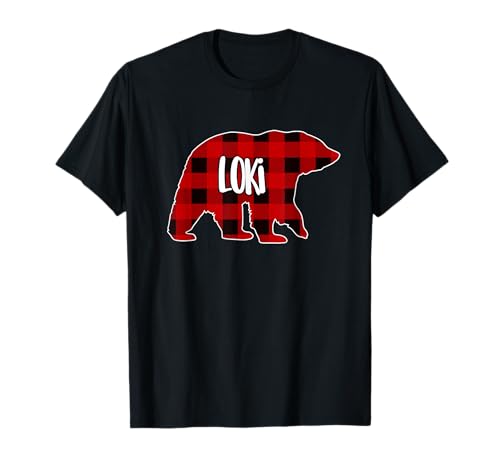 Loki Bear Custom Red Buffalo Plaid Christmas Pajama Camiseta