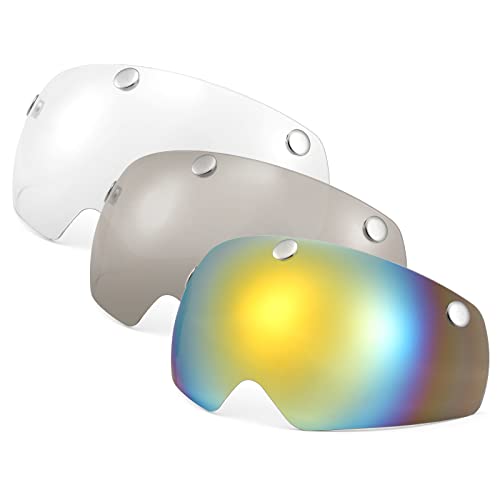 Lixada Fietshelm Goggles,3 stks Afneembare Magnetische Vizier voor Fietshelm UV Guard voor Mannen Vrouwen