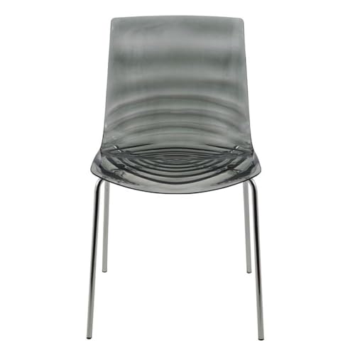 Image of LeisureMod Modern Acrylic Lucite Dining Chair with Metal Legs Accent Side Chair for Dining Room, Contemporary Kitchen, Small Spaces, and Office in Transparent Black