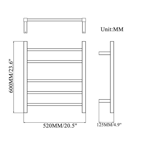 Calentador de toallas de acero inoxidable 304 pulido con diseño elegante de pared para baño 5