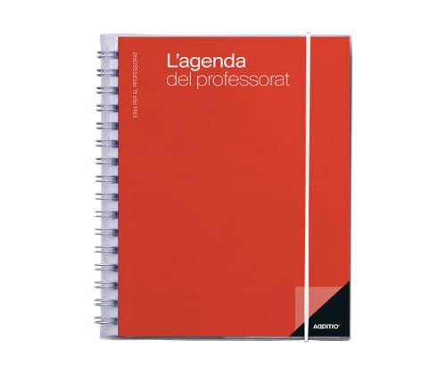 Additio - La Agenda Del Profesorado | Planificación Trimestral | Semana Vista | Evaluación | Tamaño 16,5 X 21,5 Cm. | Catalán | Rojo