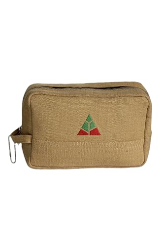 Trousse de toilette en jute beige grand format pochette maquillage rangement