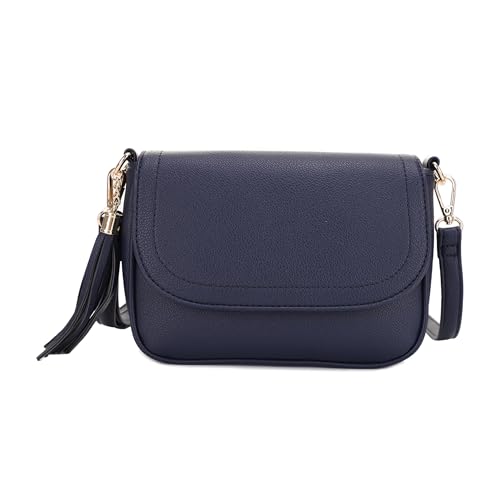 Image of EVVE Small Crossbody Bags for Women Trendy Flap Saddle Purses with Tassel Vegan leather Shoulder bag