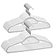 ABHENG 50 Stück Kleiderbügel Samt, Anzugbügel Platzsparend, Hosenbügel, 360° Drehbarer Haken,rutschfeste und strapazierfähige mit Krawattenhalter,43B x 22H cm, für Mäntel, Kleider,Hemden,Weiß,AFY0450W