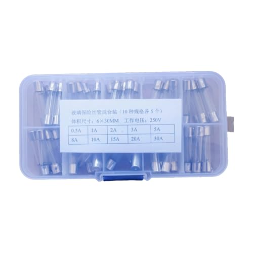 Tube fusible en verre 0,5A 30A 250V mixte boîte de 50 pièces 6x30mm
