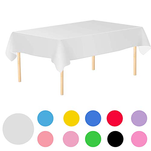 WedDecor Wit plastic tafelkleed 54 x 72 inch rechthoekig feesttafelkleed wegwerp tafelhoezen voor binnen of buiten… - Image 5