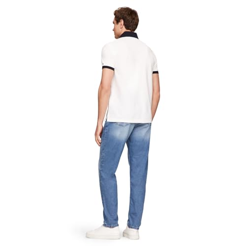 Image of Tommy Hilfiger Men's Short Sleeve Cotton Pique Flag Graphic Polo Shirt in Custom Fit