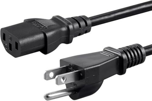 Foxtec Standard 5ft 10ft 10 Amps 250 Volts Black 3 Prong AC Power Cord Cable for Electronics, TV, Computer, Printer, Radio, Monitor, Samsung, Dell, Vizio, LG, Asus, Laptop and More (10-feet)