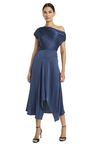 Cobalt asymmetric draped midi dress