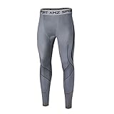 AMZSPORT Pantalones de Compresion Hombre Deporte Mallas Running de Secado Rápido, Gris XXL