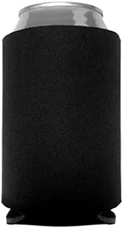 Can Cooler Sleeves Blank Poly Foam - Collapsible DIY Customizable for Parties Weddings Bulk (50, Black)