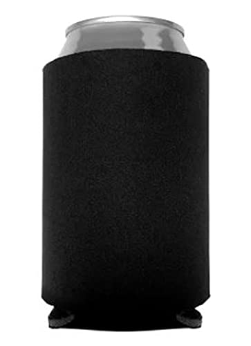 Can Cooler Sleeves Blank Poly Foam - Collapsible DIY Customizable for Parties Weddings Bulk (50, Black)