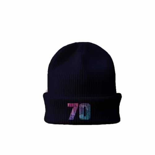 Bonnet 70 Number Cuffed Beanie Navy thermique à large revers