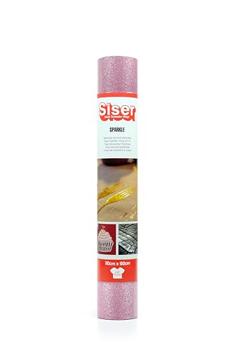Siser® Sparkle Perfect Pink, 30 cm x 0,5 m, vinilo termotransferible termoadhesivo efecto purpurina brillante para personalizar tejidos, ropa y accesorios, aficiones creativas, fácil de cortar