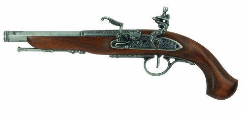 Denix Left Handed English Flintlock Pistol, Gray