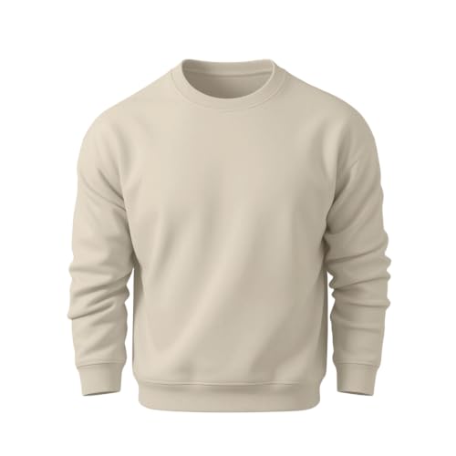 HHOSGPP Mens Crewneck Sweatshirt No Hood Fleece Lined Pullover Sweater Top