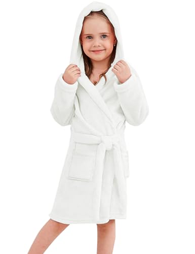 Image of Umeyda Girls & Women Fleece Hooded Robes, Soft Fuzzy Bathrobe Warm Plush Fluffy Bath Robe for Kids Womens