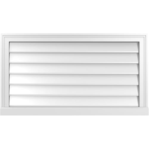 36"W x 20"H Vertical Surface Mount PVC Gable Vent: Non-Functional, w/ 2"W x 2"H Brickmould Sill Frame