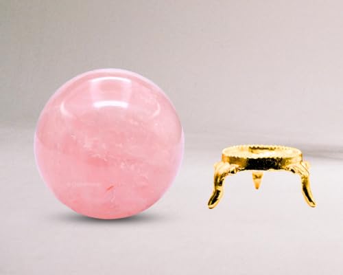 Image of Certified Rose Quartz Crystal Ball for Meditation - Premium Crystal Vastu Items for Home and Feng Shui Items for Good Luck - Ideal for Pooja Supplies and Spiritual Practices (2.5 inch Inch)
