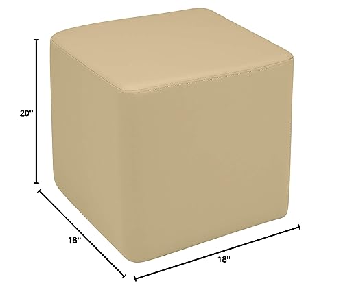Image of Sprogs 18 inch H Structured Cube Stool -Flexible Modular Collaborative Soft Seating for Office, Home, Lounge and School Classrooms with Durable Frame & Set of 2 inch Casters Add-on -Sand