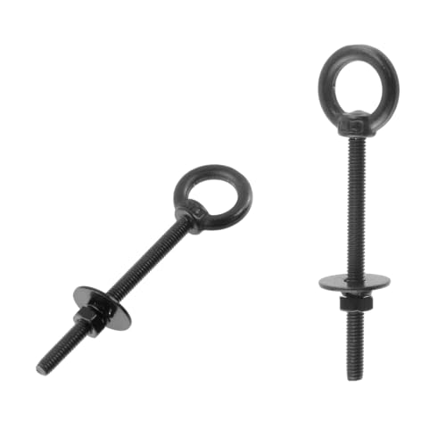 Image of Antrader Lifting Shoulder Eye Bolts,M4 Eye Bolt, M4 x 50mm,Black,6 Sets | Stainless Steel Eyebolts with Lock Nuts,Lock Washers,Flat Washers