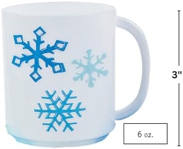 Fun Express Christmas Mugs Set of 12 - Kids Plastic Winter Holiday Cups with Handles, 6 oz Snowflake Design | Reusable Party Supplies for Classroom Gifts & Stocking Stuffers Blue Multi-Color VBS 2026 image 5